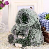 Меховой Зайка Брелок Зелёный