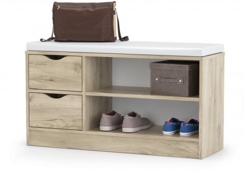 тумба для обуви лайт 10.82, цвет дуб крафт серый/белая искусственная кожа во Владикавказе