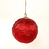 шар новогодний красный с блестящими чешуйками paper ball, 10 см во Владикавказе