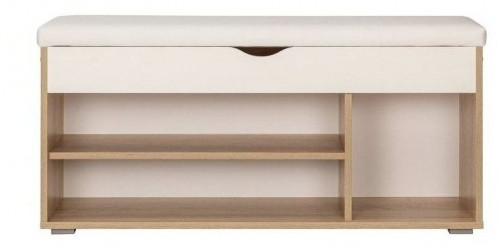 тумба для обуви лайт 08.58, размер ш 105.5 х г 31.5 х в 51 см, цвет дуб сонома, белая гладкая 101, экокожа (гранд белый) во Владикавказе