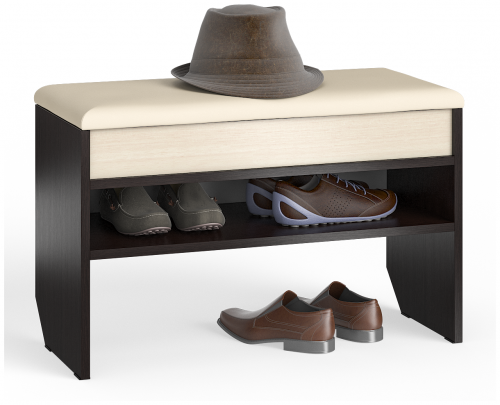 тумба для обуви мд-10 с нишей и мягким сиденьем, цвет венге/дуб во Владикавказе