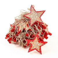 набор елочных украшений звезда деревянная с красным ободком christmas stars, 30 штук во Владикавказе