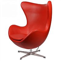 кресло arne jacobsen style egg chair кожа красное во Владикавказе