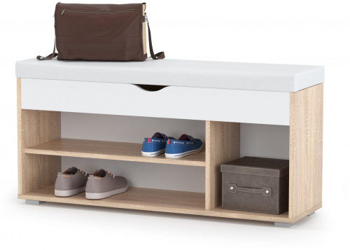 тумба для обуви лайт 08.58, цвет дуб сонома/белый/белая искусственная кожа во Владикавказе