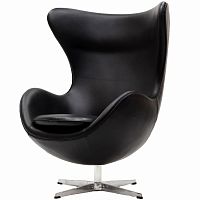 кресло с подлокотниками arne jacobsen style egg chair черное во Владикавказе