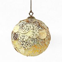 шар новогодний золотой с мраморными чешуйками paper ball, 10 см во Владикавказе