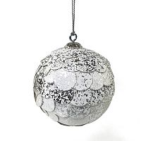 шар новогодний серебряный с мраморными чешуйками paper ball, 10 см во Владикавказе