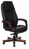 кресло для руководителя бюрократ бюрократ t-9923 walnut, обивка: натуральная кожа, цвет: кожа (black) во Владикавказе