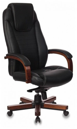 кресло для руководителя бюрократ бюрократ t-9923 walnut, обивка: натуральная кожа, цвет: кожа (black) во Владикавказе